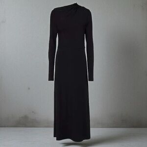 TOTEME Draped Jersey Maxi Dress - Black Size XL
